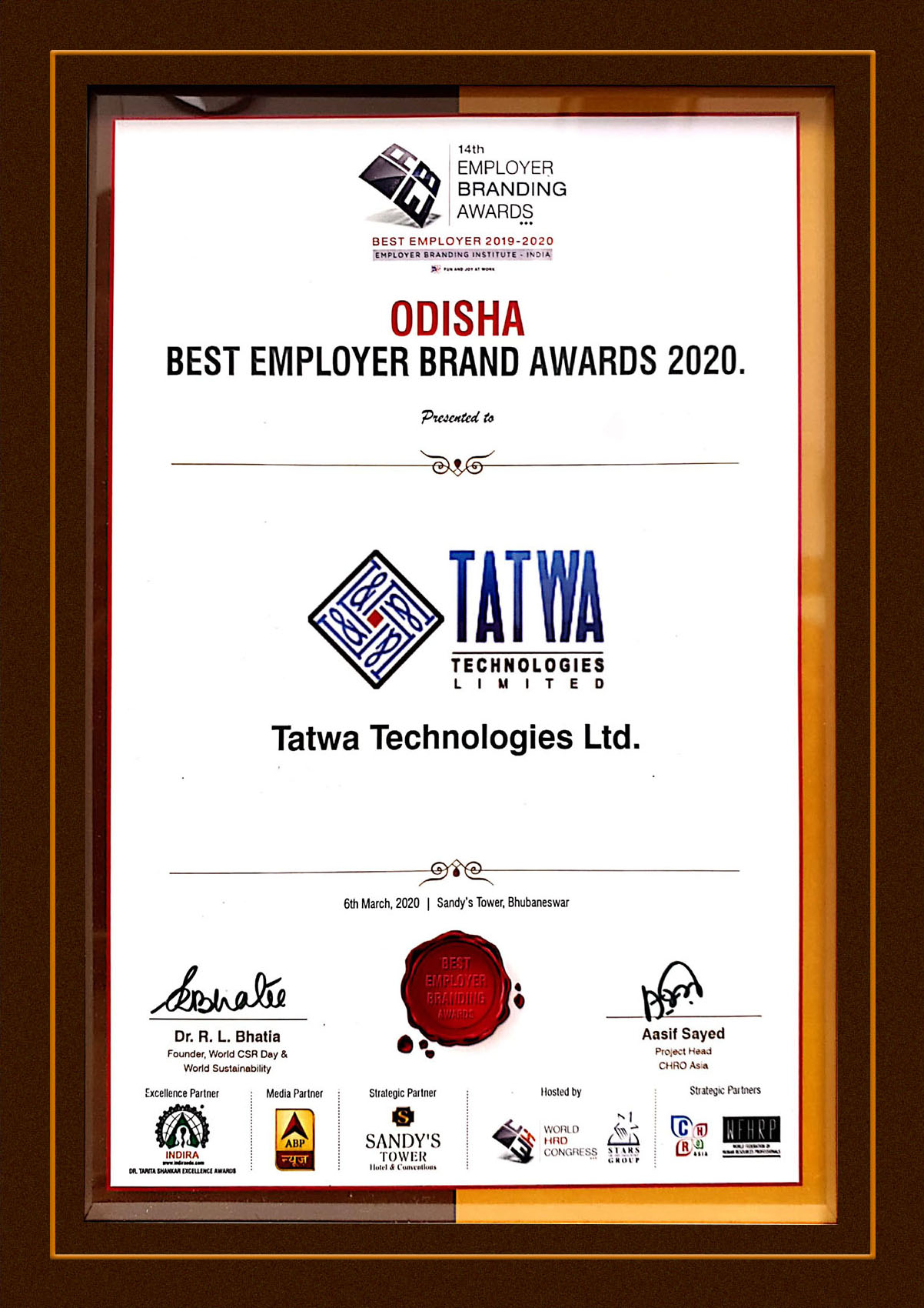 Odisha Best Employer Brand Award 2020